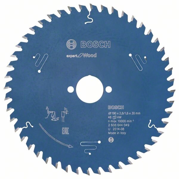 Bosch Kreissägeblatt Expert for Wood, 190 x 30 x 2,6 mm, 48