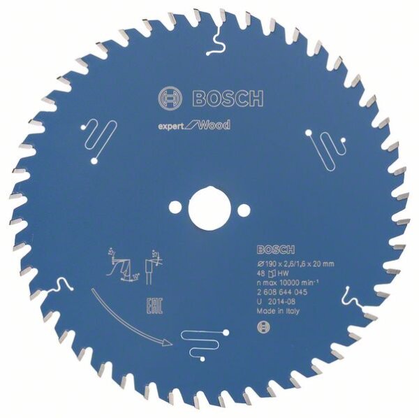 Bosch Kreissägeblatt Expert for Wood, 190 x 20 x 2,6 mm, 48