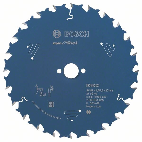 Bosch Kreissägeblatt Expert for Wood, 184 x 20 x 2,6 mm, 24