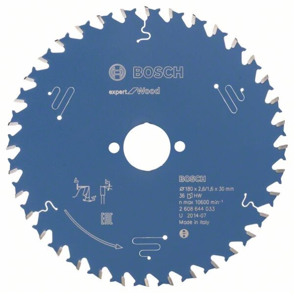 Bosch Kreissägeblatt Expert for Wood, 180 x 30 x 2,6 mm, 36