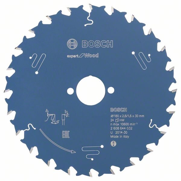 Bosch Kreissägeblatt Expert for Wood, 180 x 30 x 2,6 mm, 24