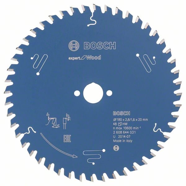 Bosch Kreissägeblatt Expert for Wood, 180 x 20 x 2,6 mm, 48