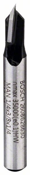 Bosch V-Nutfräser, 1/4-Zoll, D1 6,3 mm, L 9,2 mm, G 45 mm, 90°