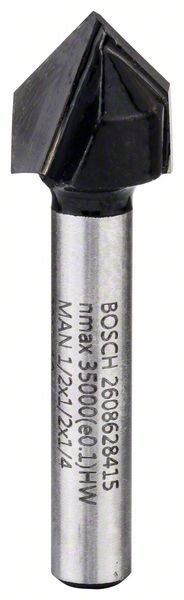 Bosch V-Nutfräser, 1/4-Zoll, D1 12,7 mm, L 12,7 mm, G 45 mm, 90°