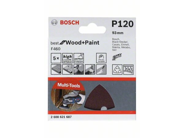 Bosch Schleifblatt F460 Best for Wood and Paint, 93 mm, 180, 5er-Pack