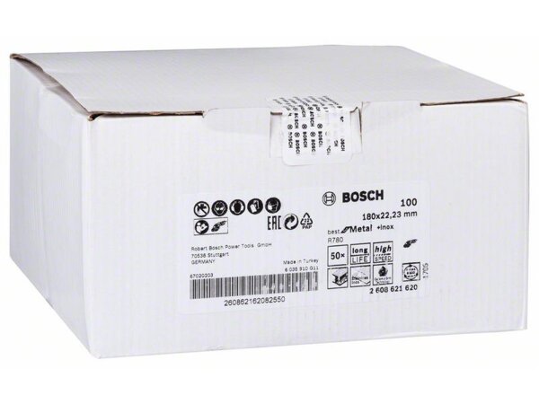 Bosch Fiberschleifscheibe R780, K: 100 Für große Winkelschleifer mit Spannmutter