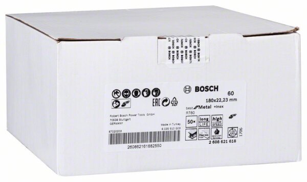 Bosch Fiberschleifscheibe R780 Best for Metal and Inox, 180 x 22,23 mm, 60