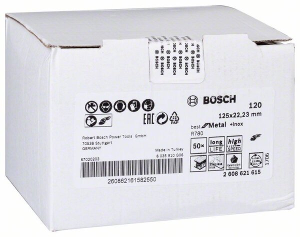 Bosch Fiberschleifscheibe R780 Best for Metal and Inox, 125 x 22,23 mm, 120