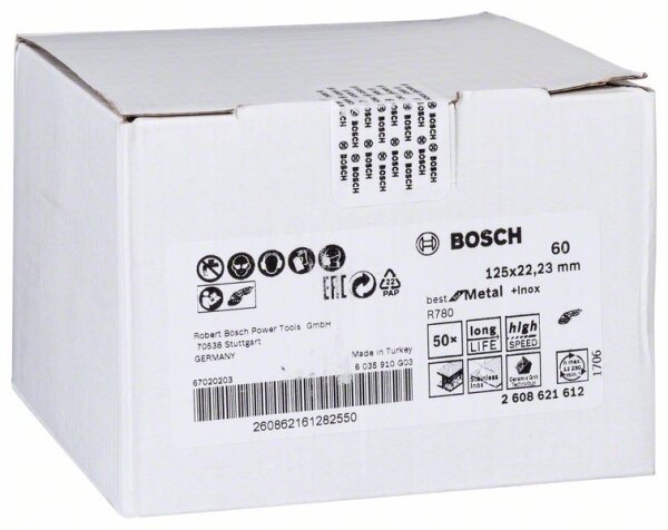 Bosch Fiberschleifscheibe R780 Best for Metal and Inox, 125 x 22,23 mm, 60