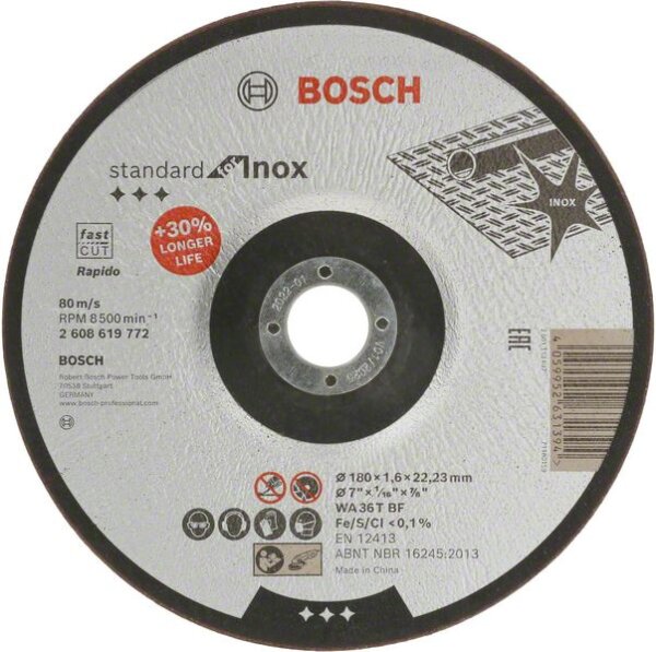 Bosch Standard for Inox Trennscheibe gekröpft, 180 mm