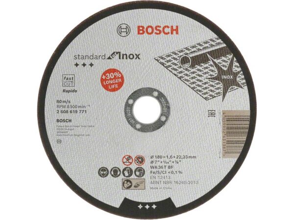 Bosch Standard for Inox Trennscheibe gerade, 180 mm