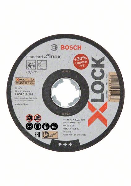 Bosch X-LOCK Trennscheibe Standard for Inox 125 x 1 x 22,23 mm, gerade