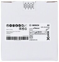 Bosch X-LOCK Fiberschleifscheibe, Ø125 mm, K 80, R444, Expert for Metal, 1 Stück