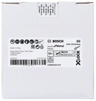 Bosch X-LOCK Fiberschleifscheibe, Ø125 mm, K 60, R444, Expert for Metal, 1 Stück