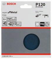 Bosch Schleifblatt F550, Expert for Metal, 115 mm, 120, ungelocht, Klett, 5er-Pack