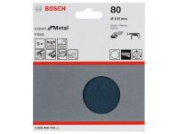 Bosch Schleifblatt F550, Expert for Metal, 115 mm, 80, ungelocht, Klett, 5er-Pack