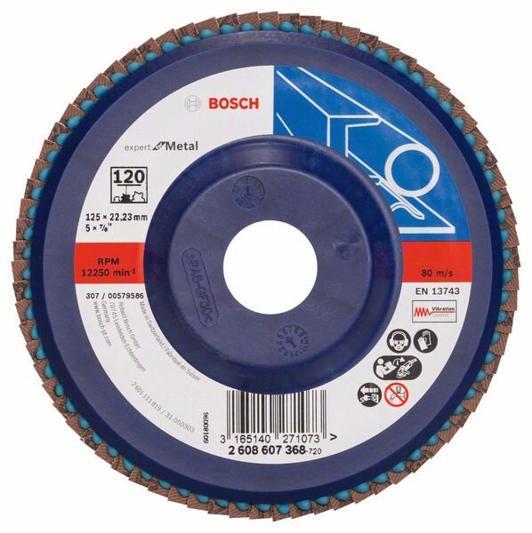 Bosch Fächerschleifscheibe X551 Expert for Metal, gerade, 125 mm, 120, Kunststoff