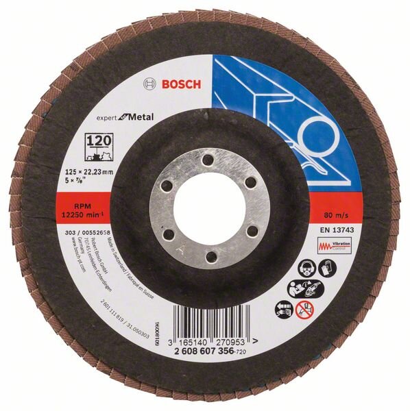 Bosch Fächerschleifscheibe X551 Expert for Metal, gerade, 125 mm, 120, Glasgewebe