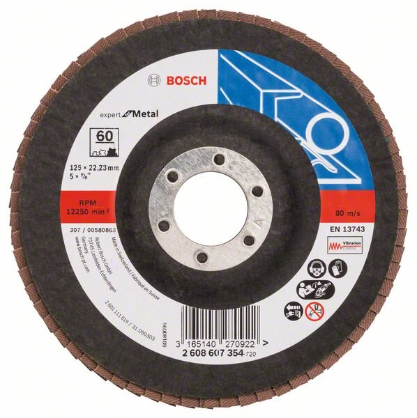 Bosch Fächerschleifscheibe X551 Expert for Metal, gerade, 125 mm, 60, Glasgewebe