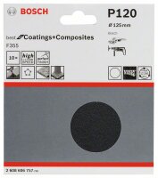 Bosch Schleifblatt Papier F355, 125 mm, 120, ungelocht, Klett, 10er-Pack