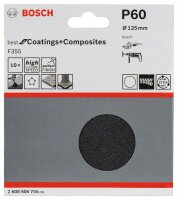 Bosch Schleifblatt Papier F355, 125 mm, 60, ungelocht, Klett, 10er-Pack