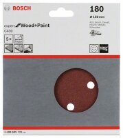 Bosch Schleifblatt C430, 150 mm, 180, 6 Löcher, Klett, 5er-Pack