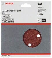 Bosch Schleifblatt C430, 150 mm, 60, 6 Löcher, Klett, 5er-Pack