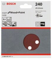 Bosch Schleifblatt C430, 115 mm, 240, 8 Löcher, Klett, 5er-Pack