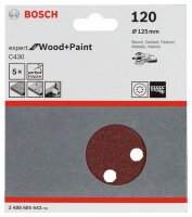 Bosch Schleifblatt C430, 125 mm, 120, 8 Löcher, Klett, 5er-Pack