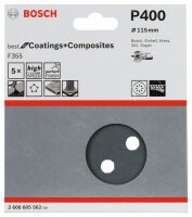 Bosch Schleifblatt F355, 115 mm, 400, 8 Löcher, Klett, 5er-Pack