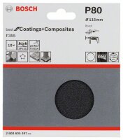 Bosch Schleifblatt Papier F355, 115 mm, 80, ungelocht,...