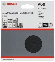 Bosch Schleifblatt Papier F355, 115 mm, 60, ungelocht,...