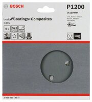 Bosch Schleifblatt F355, 150 mm, 1200, 6 Löcher, Klett, 5er-Pack