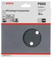 Bosch Schleifblatt F355, 150 mm, 600, 6 Löcher, Klett, 5er-Pack