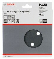 Bosch Schleifblatt F355, 150 mm, 320, 6 Löcher, Klett, 5er-Pack