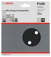 Bosch Schleifblatt F355, 150 mm, 180, 6 Löcher, Klett, 5er-Pack