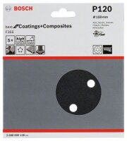 Bosch Schleifblatt F355, 150 mm, 120, 6 Löcher, Klett, 5er-Pack