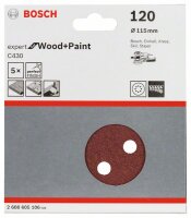 Bosch Schleifblatt C430, 115 mm, 120, 8 Löcher, Klett, 5er-Pack