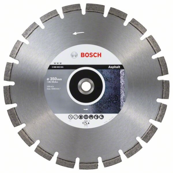 Bosch Diamanttrennscheibe Best for Asphalt, 350 x 20,00 + 25,40 x 3,2 x 12 mm