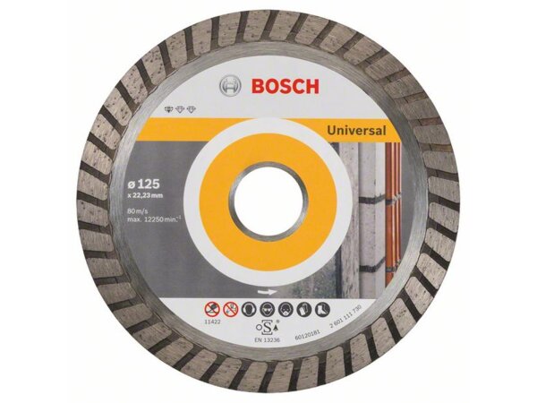 Bosch Diamanttrennscheibe Standard for Universal Turbo, 125x22,23x2x10 mm, 10er-Pack