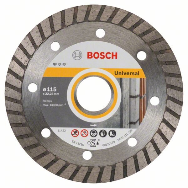 Bosch Diamanttrennscheibe Standard for Universal Turbo, 115x22,23x2x10 mm, 10er-Pack