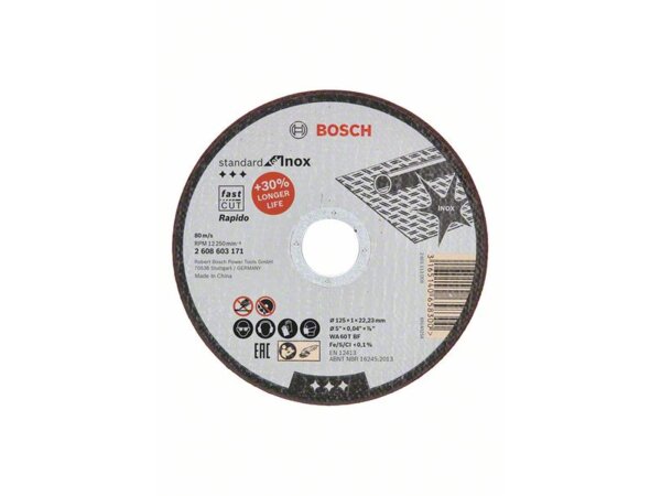 Bosch Trennscheibe gerade Standard for Inox - Rapido WA 60 T BF, 125 mm, 1,0 mm