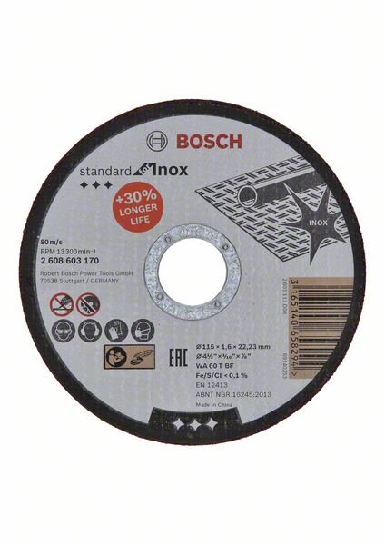 Bosch Trennscheibe gerade Standard for Inox WA 60 T BF, 115 mm, 1,6 mm