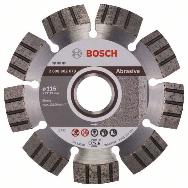 Bosch Diamanttrennscheibe Best for Abrasive, 115 x 22,23 x 2,2 x 12 mm