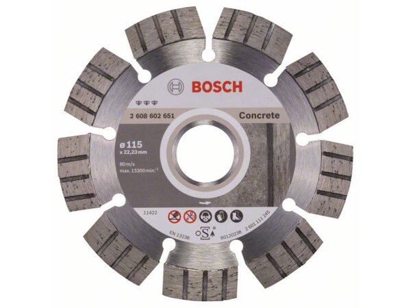 Bosch Diamanttrennscheibe Best for Concrete, 115 x 22,23 x 2,2 x 12 mm