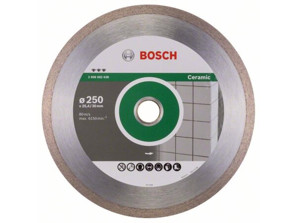 Bosch Diamanttrennscheibe Best for Ceramic, 250 x 30/25,40 x 2,4 x 10 mm