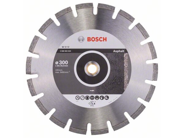 Bosch Diamanttrennscheibe Standard for Asphalt, 300 x 20,00/25,40 x 2,8 x 8 mm