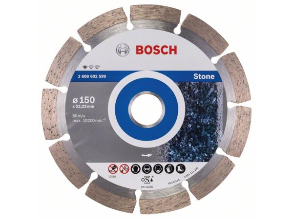 Bosch Diamanttrennscheibe Standard for Stone, 150 x 22,23 x 2 x 10 mm