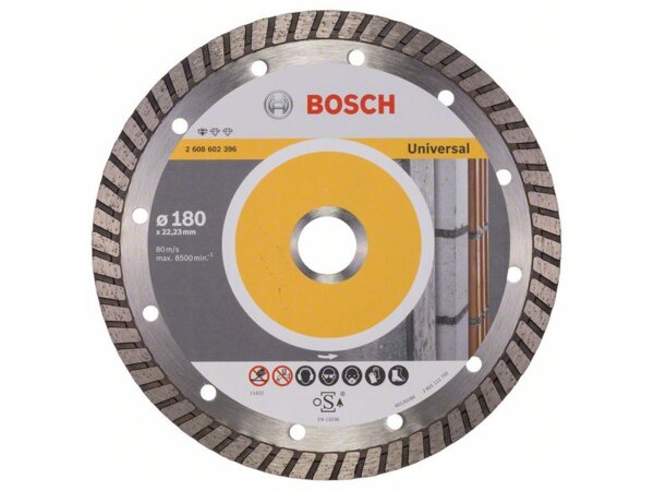 Bosch Diamanttrennscheibe Standard for Universal Turbo, 180x22,23x2,5x10 mm, 1er-Pack