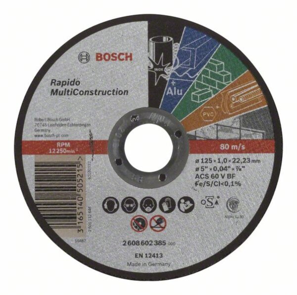 Bosch Trennscheibe gerade Rapido Multi Construction ACS 60 V BF, 125 mm, 1,0 mm